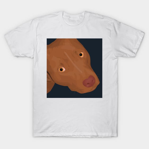 Cute Red Nose Pitbull Portrait - Vector Art T-Shirt by ibadishi